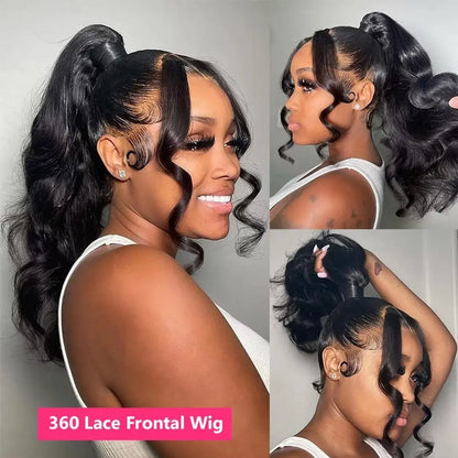 Short Body Wave 360 Full Transparent Lace Wig Human Hair