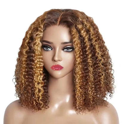 Deep Wave Curly Bob 13x4 Transparent Lace Front Wig Human Hair