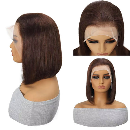 Chocolate Brown Straight Bob Wig 13x4 Lace Front Pre Plucked Short Bob