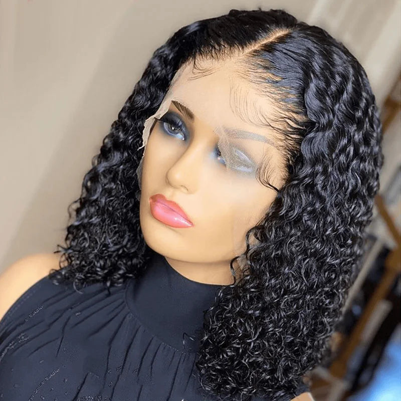 Short Kinky Curly Bob Human Hair Wig