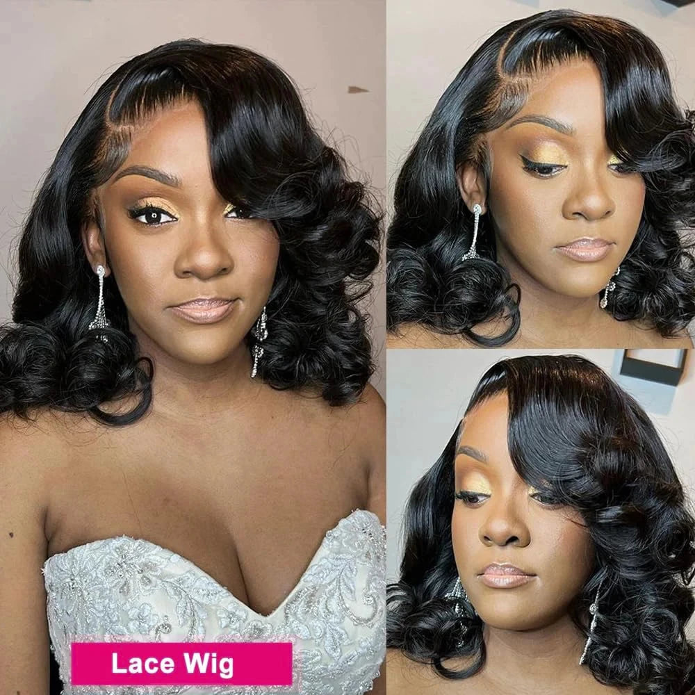 Short Bob Wigs Body Wave 13x4 Lace Frontal 200% Density Human Hair Wigs Short Bob 4x4 Closure Wig Preplucked Body Wave