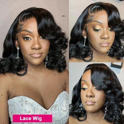 Short Bob Wigs Body Wave 13x4 Lace Frontal 200% Density Human Hair Wigs Short Bob 4x4 Closure Wig Preplucked Body Wave