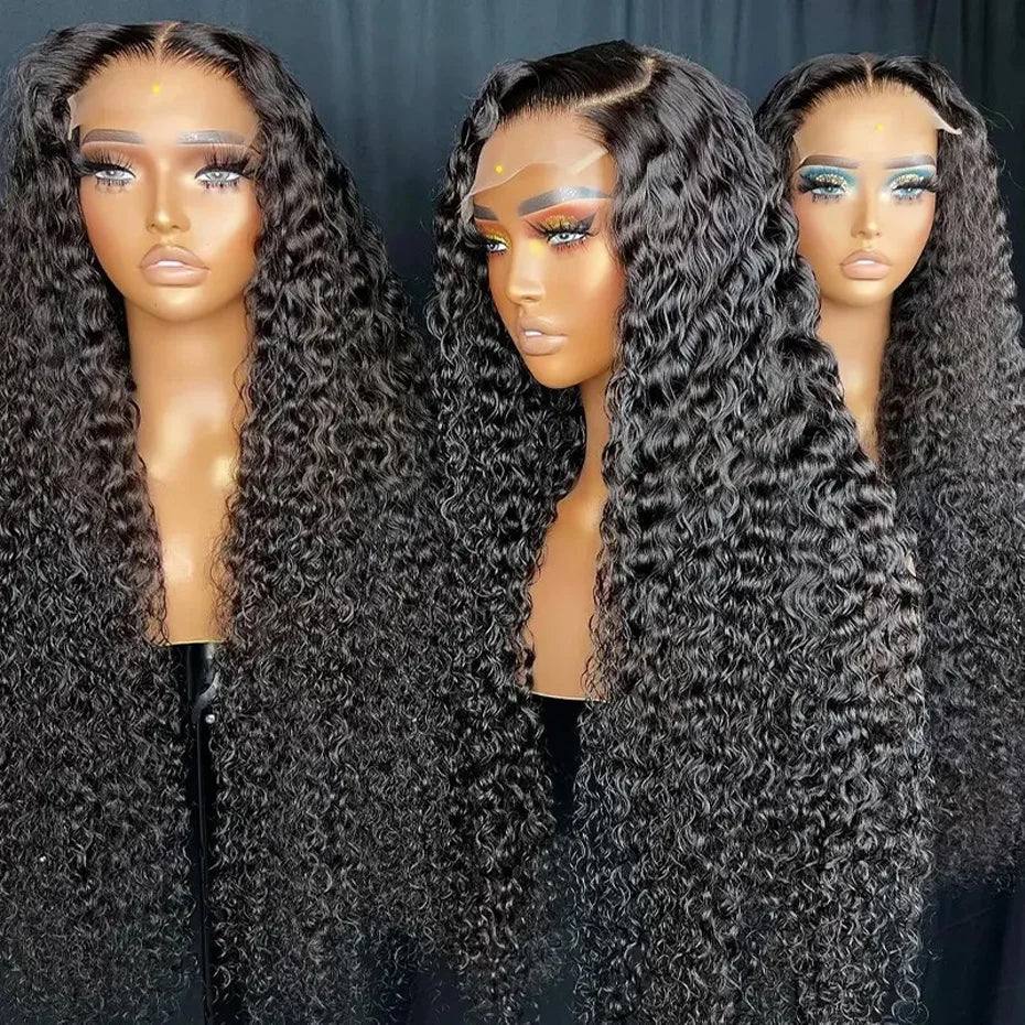 Deep Wave Nature Transparent HD Full Lace Frontal Wig Virgin Human Hair Pre Plucked