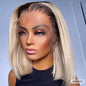 613 Blonde Straight Bob T Part Lace Front Wig 150% Density Human Hair