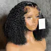 Deep Wave 13x4 Lace Front Short Bob Wig 180% Density Human Hair Pre Plucked