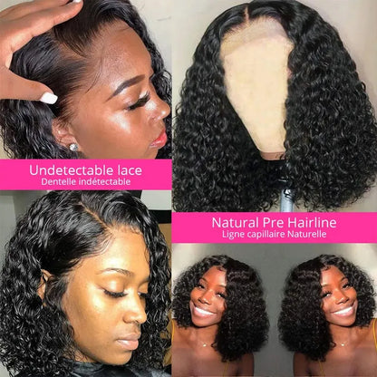 Kinky Curly Short Bob 13x4 HD Lace Front Wig Glueless Human Hair