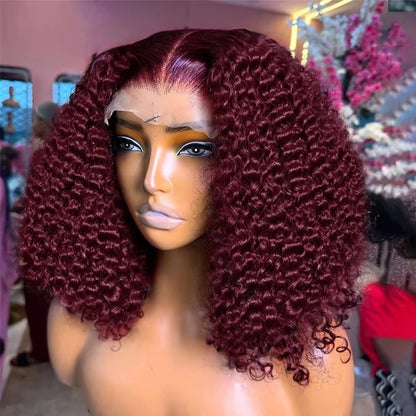 Loose Deep Wave Bob 13x4 HD Lace Front Wig 200% Density Burgundy Human Hair