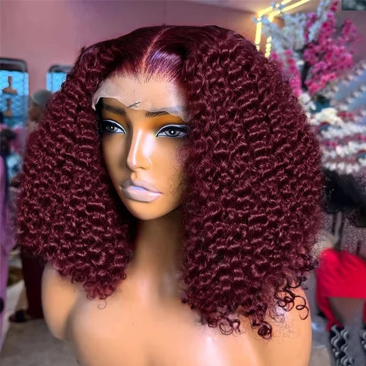 Loose Deep Wave Bob 13x4 HD Lace Front Wig 200% Density Burgundy Human Hair