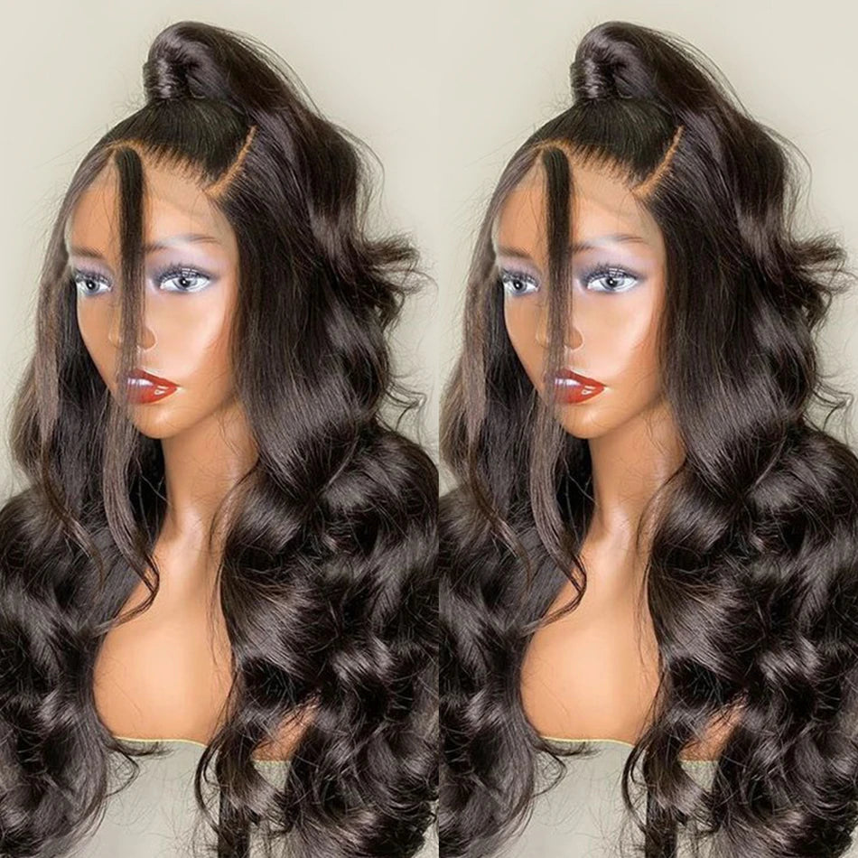 Body Wave Lace Front Wig 200% Density Transparent Lace Pre Plucked Glueless Long