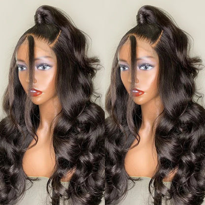 Body Wave Lace Front Wig 200% Density Transparent Lace Pre Plucked Glueless Long