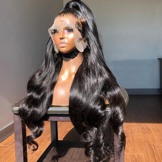 Body Wave Lace Front Wig 200% Density Transparent Lace Pre Plucked Glueless Long